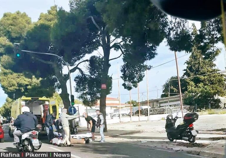 Παλλήνη: Τροχαίο ατύχημα με τραυματισμό μοτοσυκλετιστή στην Λ.Μαραθώνος (φωτο)