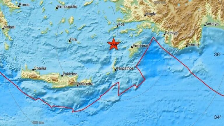 Ισχυρός σεισμός 5,7 Ρίχτερ κοντά σε Τήλο και Νίσυρο
