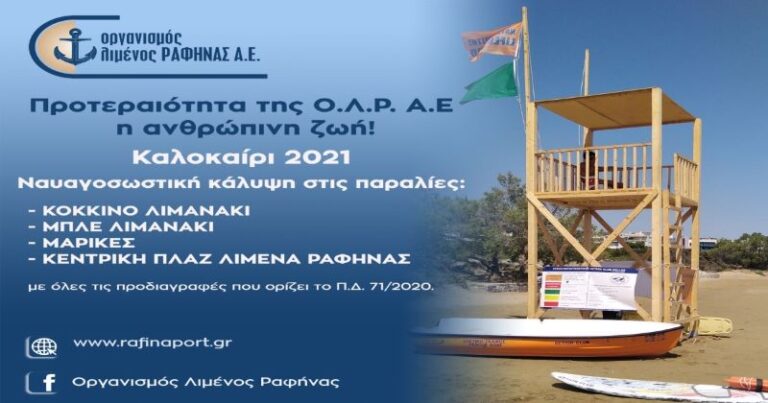 Προτεραιότητα του Οργανισμού Λιμένος Ραφήνας η ανθρώπινη ζωή!