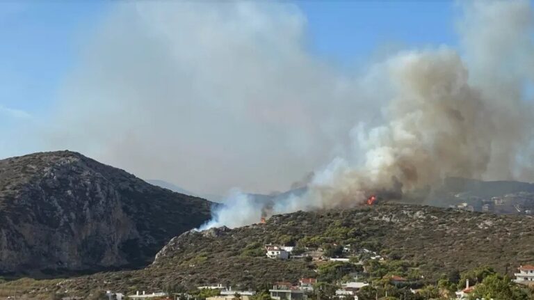 Μεγάλη φωτιά στην Κακιά Θάλασσα Κερατέας(φωτο-βίντεο)