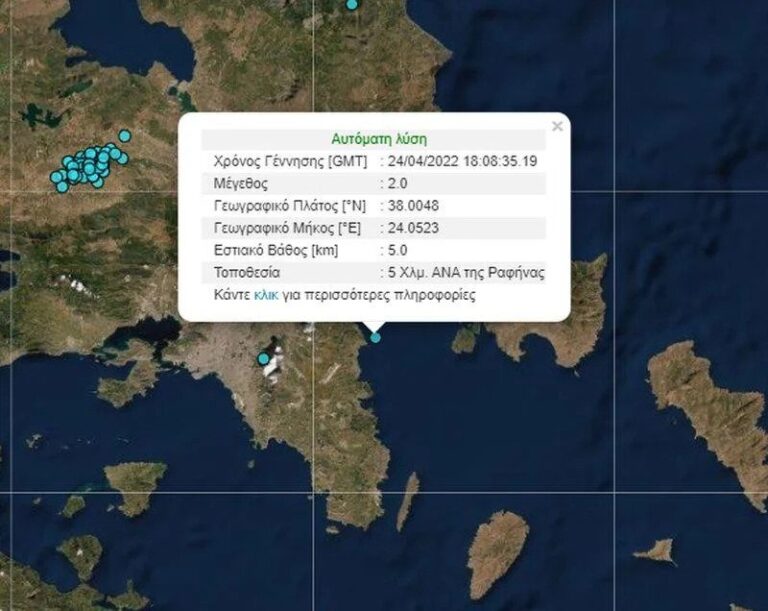 Σεισμός πριν από λίγο με επίκεντρο τη Ραφήνα