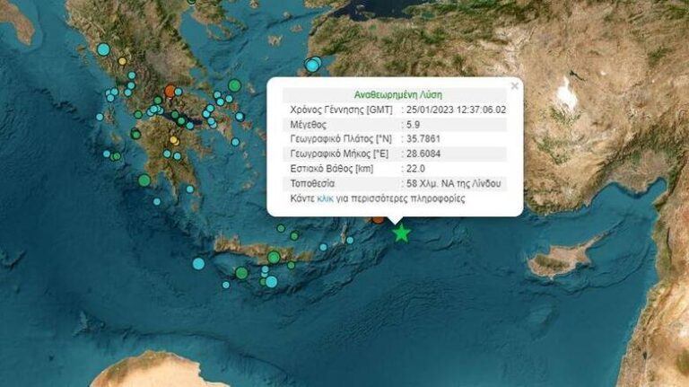 Σεισμός στη Ρόδο – Έγινε αισθητός σε ακτίνα 500 χιλιομέτρων