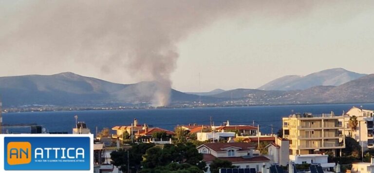 Φωτιά τώρα στον οικισμό δικαστικών υπαλλήλων στον Σχινιά