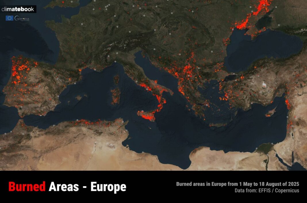 Πυρκαγιές: Η Ελλάδα στην πέμπτη θέση της Ευρώπης το καλοκαίρι του 2025 σε καμένες εκτάσεις