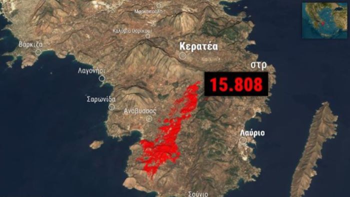Copernicus: Στάχτη 15.808 στρέμματα στην Ανατολική Αττική – Σώθηκε ο Εθνικός Δρυμός Σουνίου