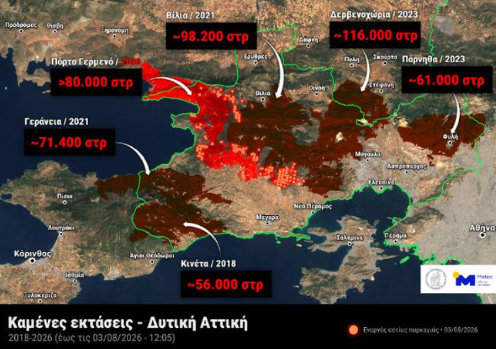 Δυτική Αττική: Περισσότερα από 480.000 στρέμματα κάηκαν μέσα σε οκτώ χρόνια