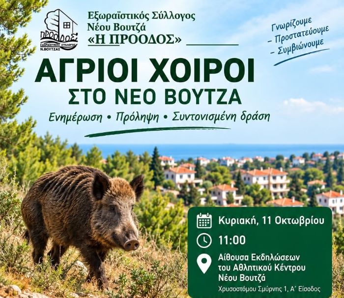 Νέος Βουτζάς: Συγκέντρωση κατοίκων για τα αγριογούρουνα- ενημέρωση από αρμόδιους φορείς